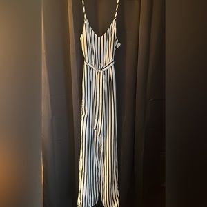 Striped wide leg jumpsuit